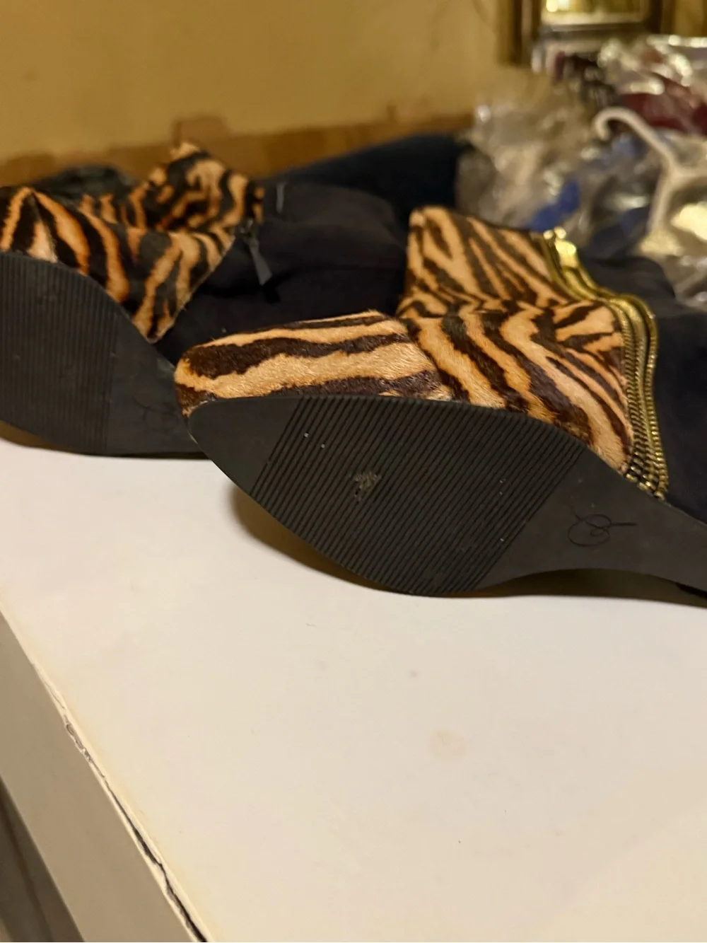 Rachel Roy Tiger-Print Wedge Ankle Boot with Side Zip